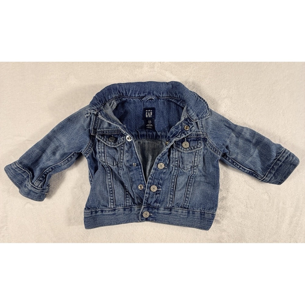 Baby GAP Denim Jacket Infant 6-12 Months Blue Snap Button Trucker 100% Cotton